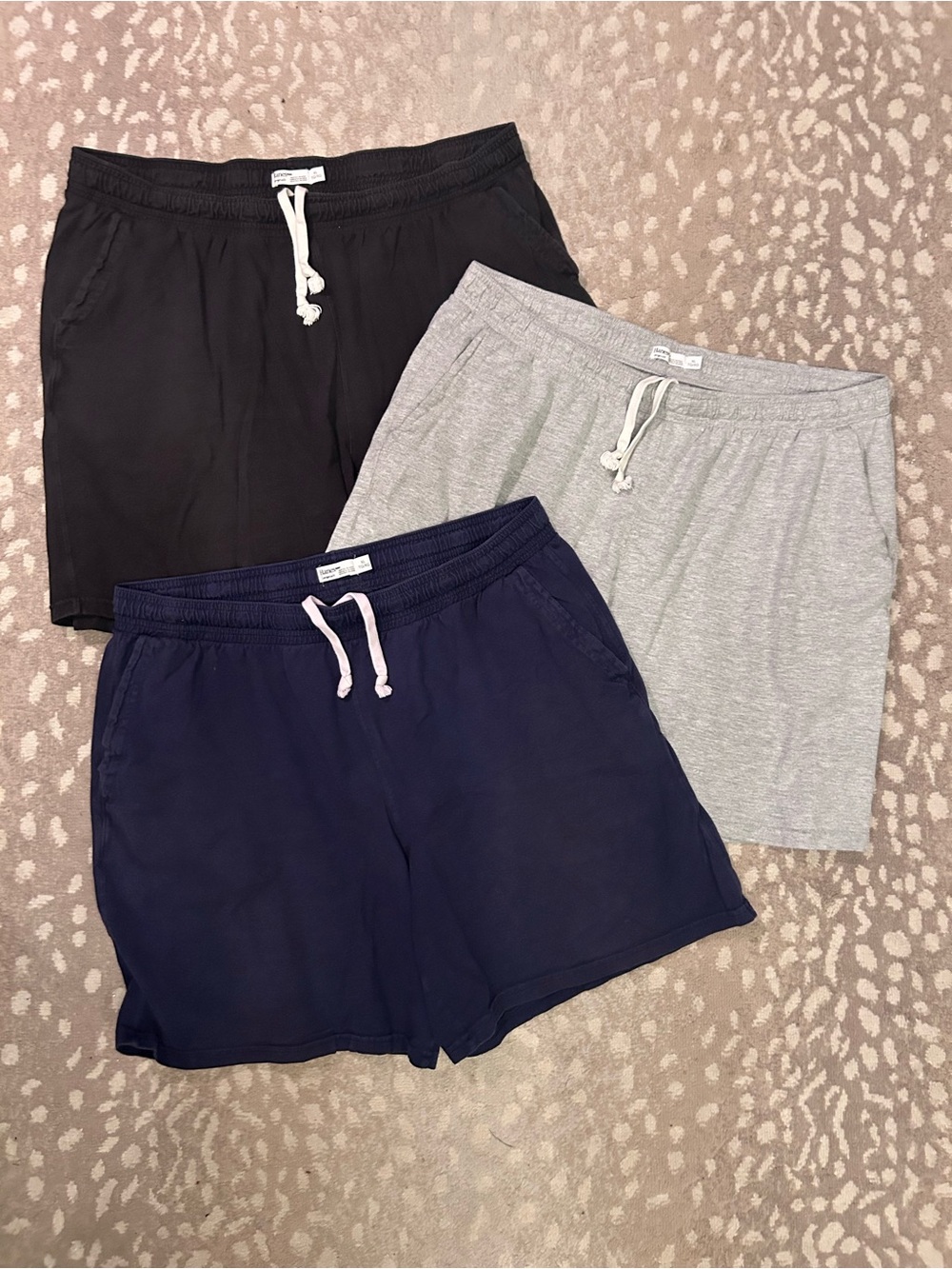 3.) Three Pack Hanes Men’s Athletic Shorts - Black, Gray, Navy Blue